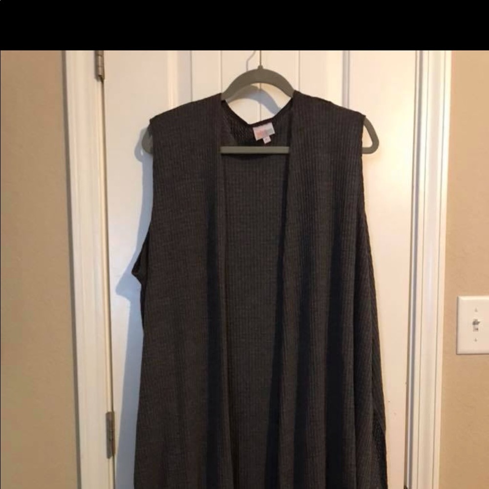 XL Grey Ribbed LuLaRoe Joy Vest
